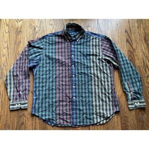 Vintage Polo Ralph Lauren Shirt Mens XL Plaid Color Block Button Up Long Sleeve